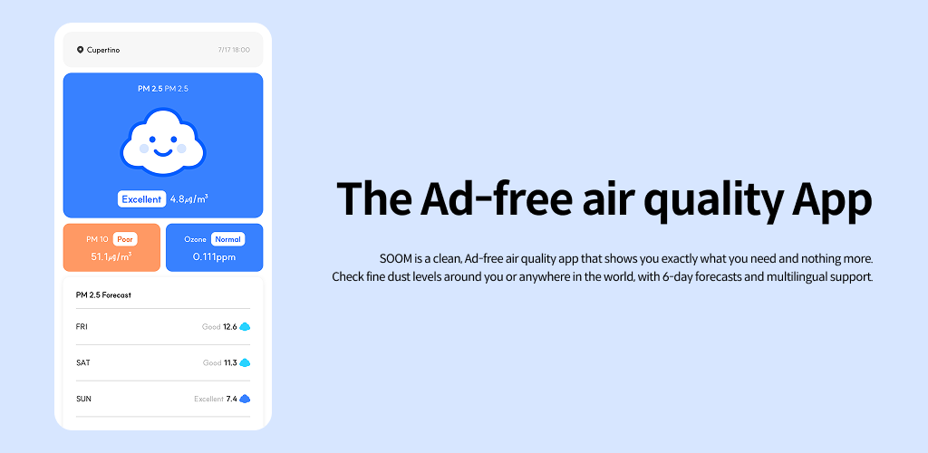 Soom air quality app screenshot